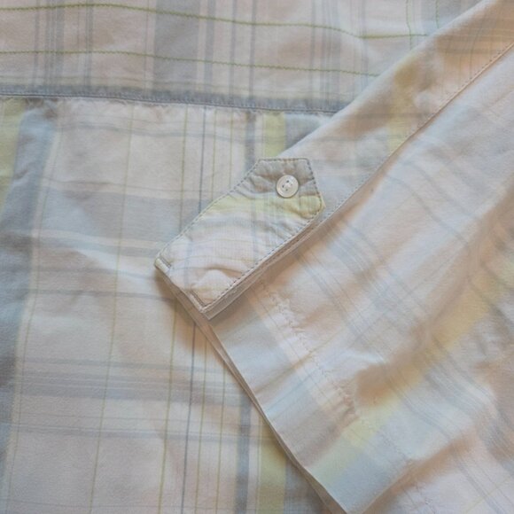 Prana Short Sleeve Button up Shirt Mens L Plaid Pocket Surf Casual Hiking Nature - Picture 8 of 10